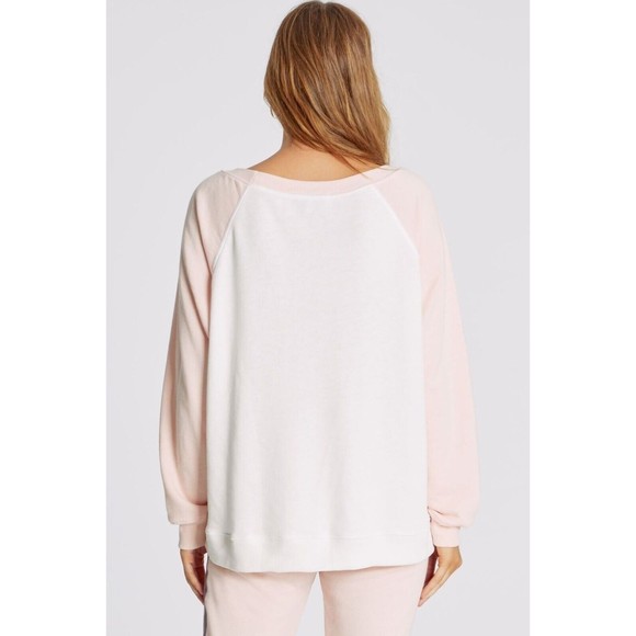 Wildfox Womens Sweater S Knit Grapefruit Stripes Pullover Raglan Sweatshirt Top - Picture 5 of 6